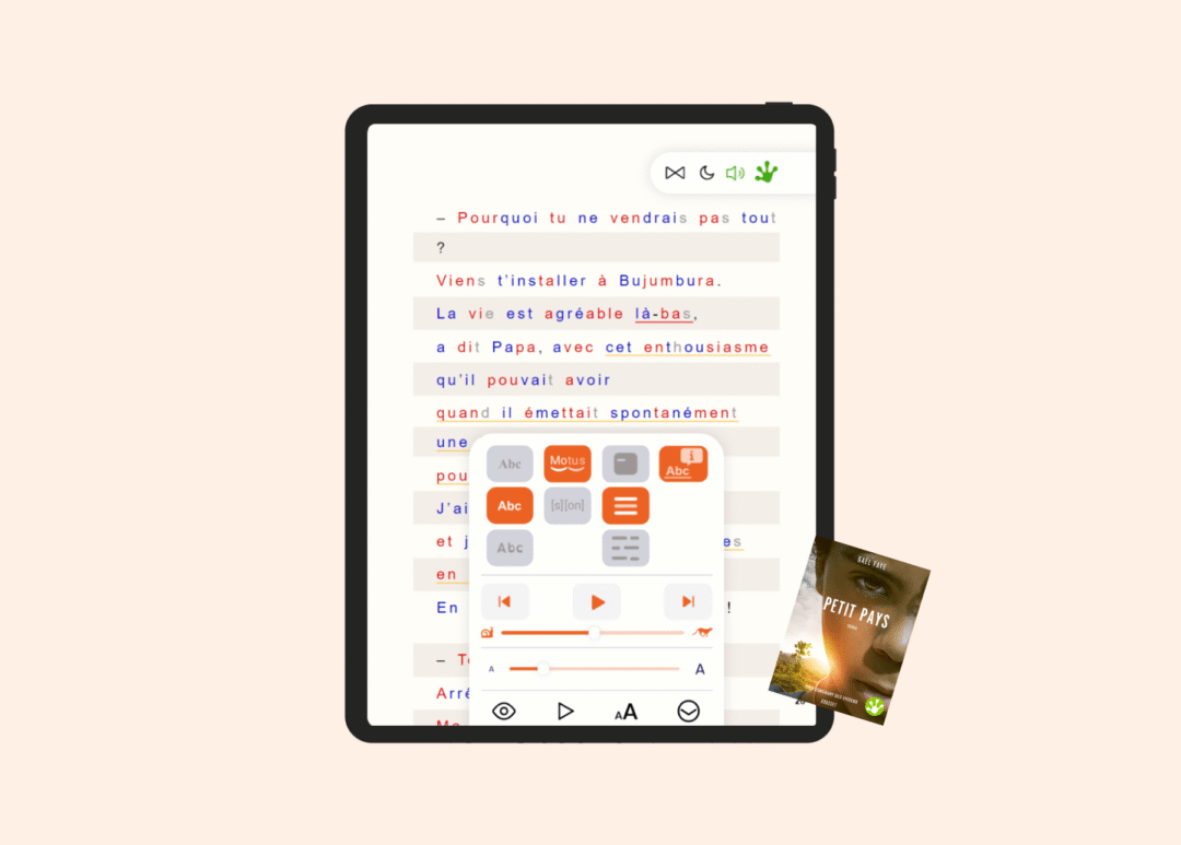 Livre adapté frog sur tablette.